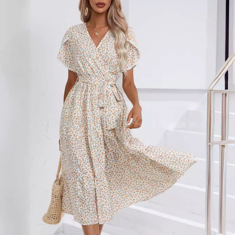 Women's Summer Floral Split V-neck Dress