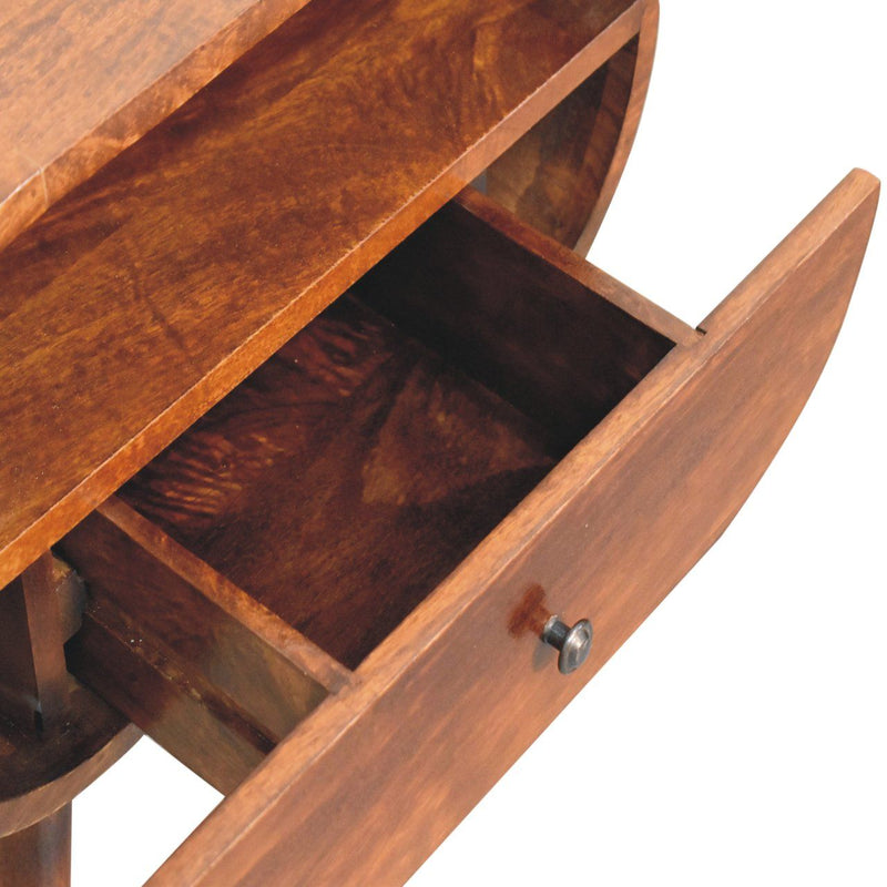 Large Chestnut Circular Bedside