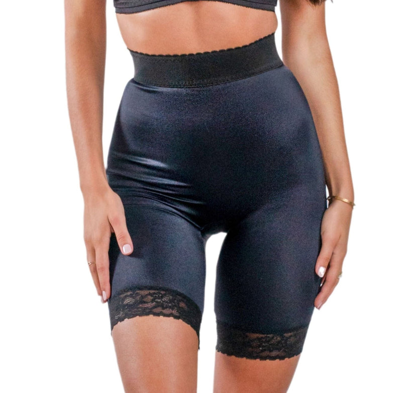 Style 518 | High Waist Light Shaping Bike Short | Satin 4-Way Stretch with Built-In Panty