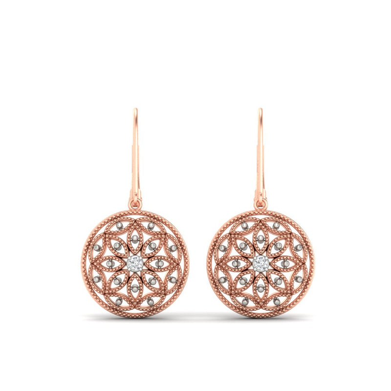 Filigree Circle Drop Lever Back Earring