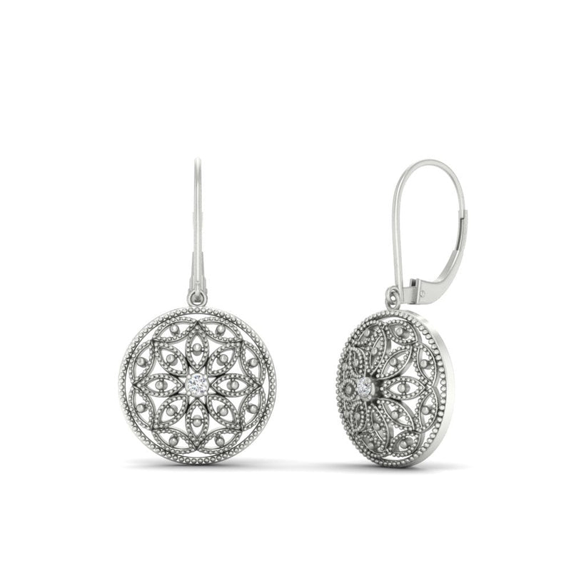 Filigree Circle Drop Lever Back Earring