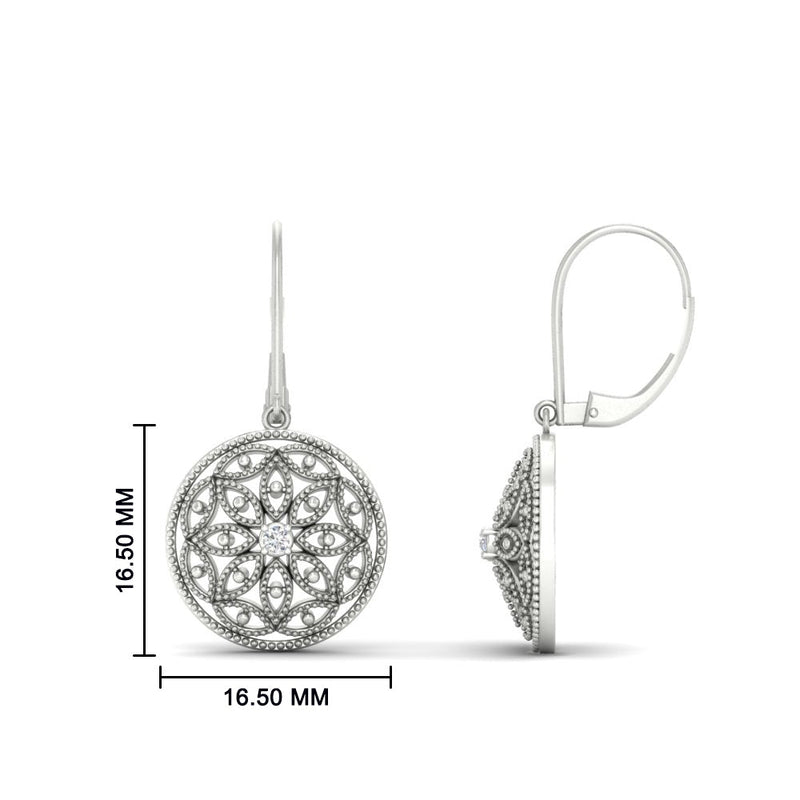 Filigree Circle Drop Lever Back Earring