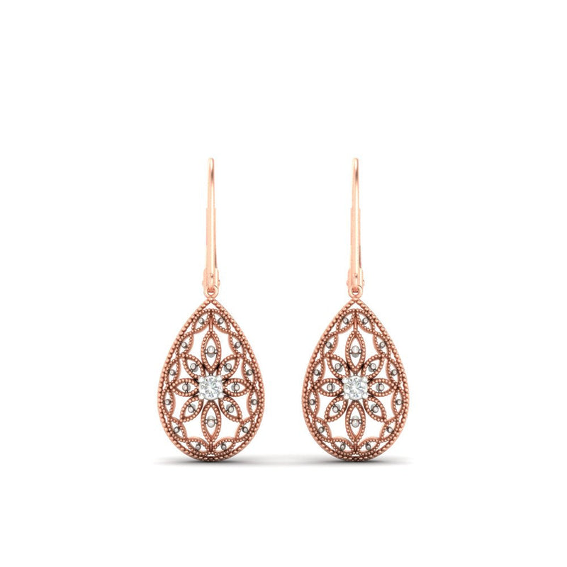 Filigree Diamond Openwork Teardrop Earrings