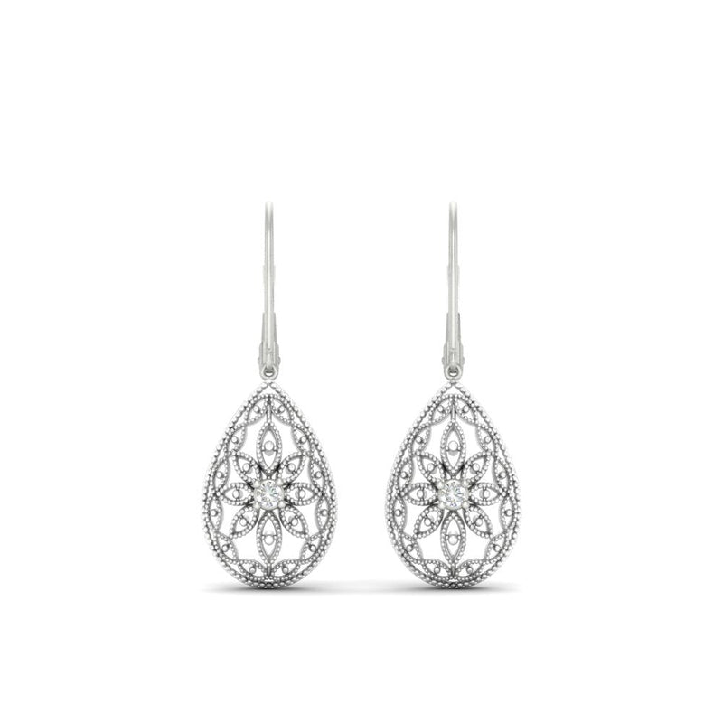 Filigree Diamond Openwork Teardrop Earrings