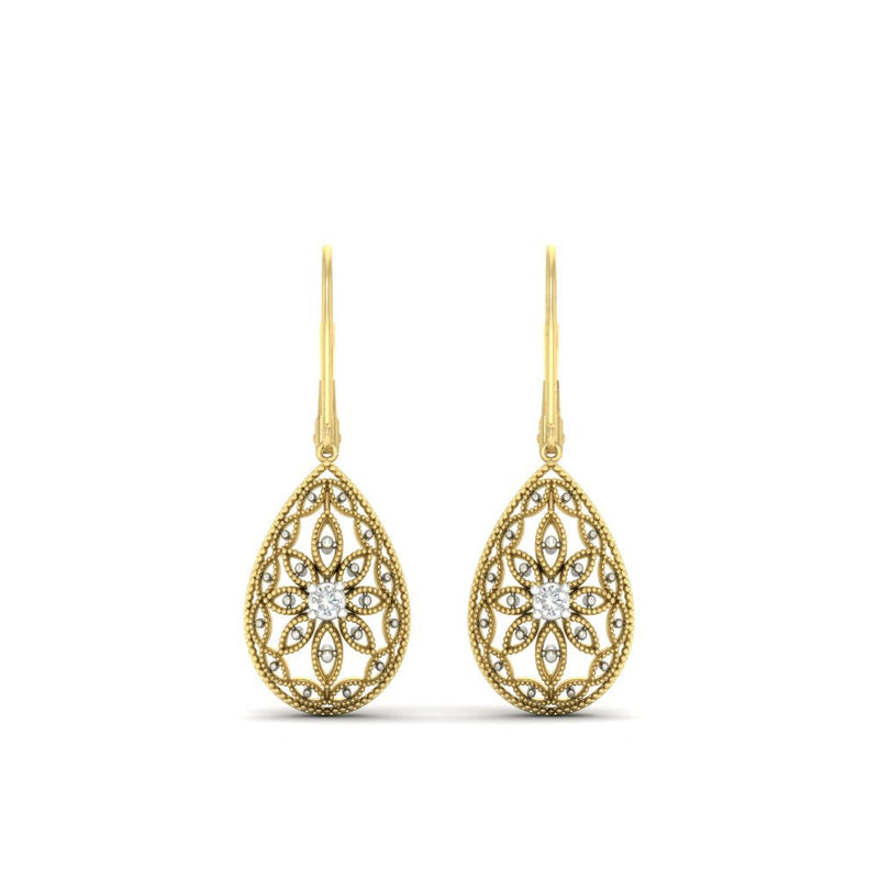 Filigree Diamond Openwork Teardrop Earrings