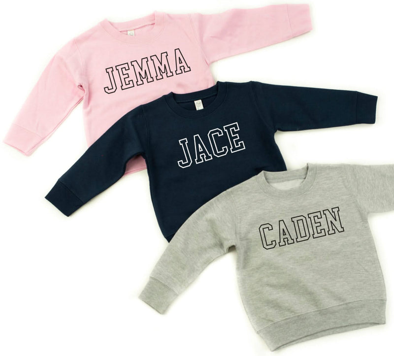CUSTOM EMBROIDERED OUTLINE NAME - CHILD SWEATER