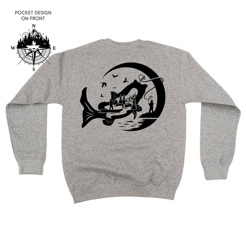 Fishing Compass - Fishing Scene (pf&b) - BASIC Fleece