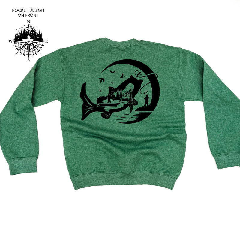 Fishing Compass - Fishing Scene (pf&b) - BASIC Fleece