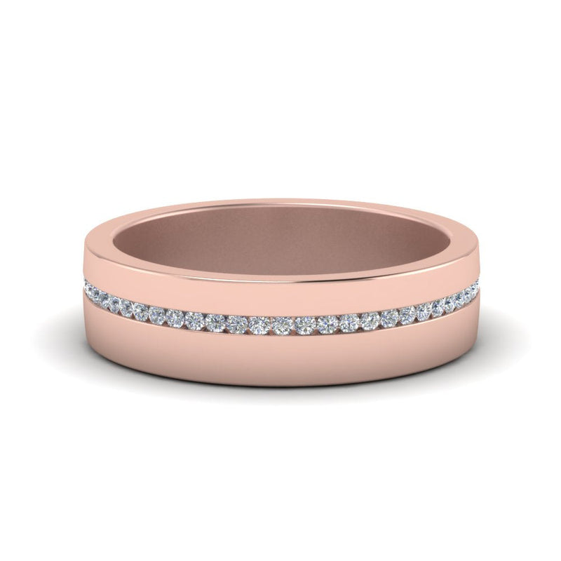 Flat Channel Set Diamond Mens Band