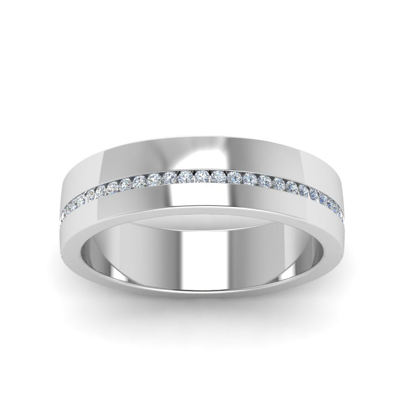 Flat Channel Set Diamond Mens Band