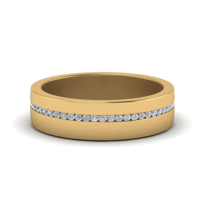 Flat Channel Set Diamond Mens Band