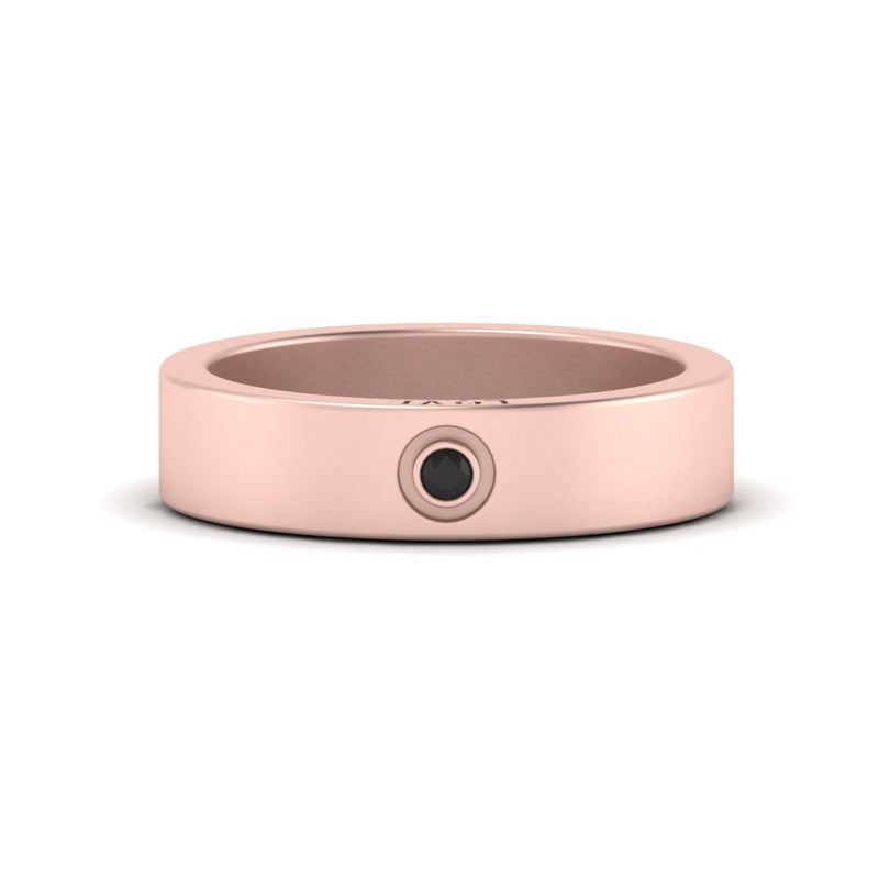 Flat Single Stone Mens Band Engraved