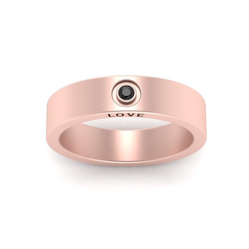 Flat Single Stone Mens Band Engraved