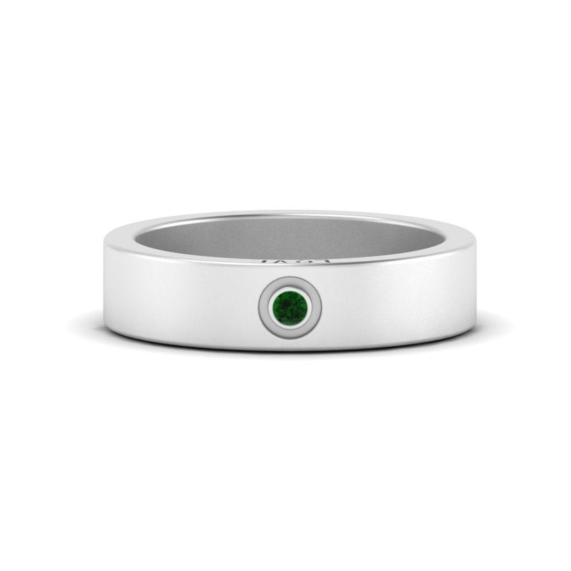 Flat Single Stone Mens Band Engraved