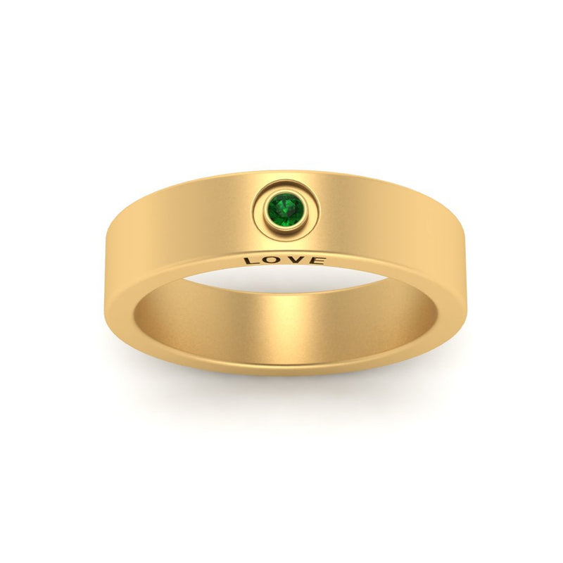 Flat Single Stone Mens Band Engraved