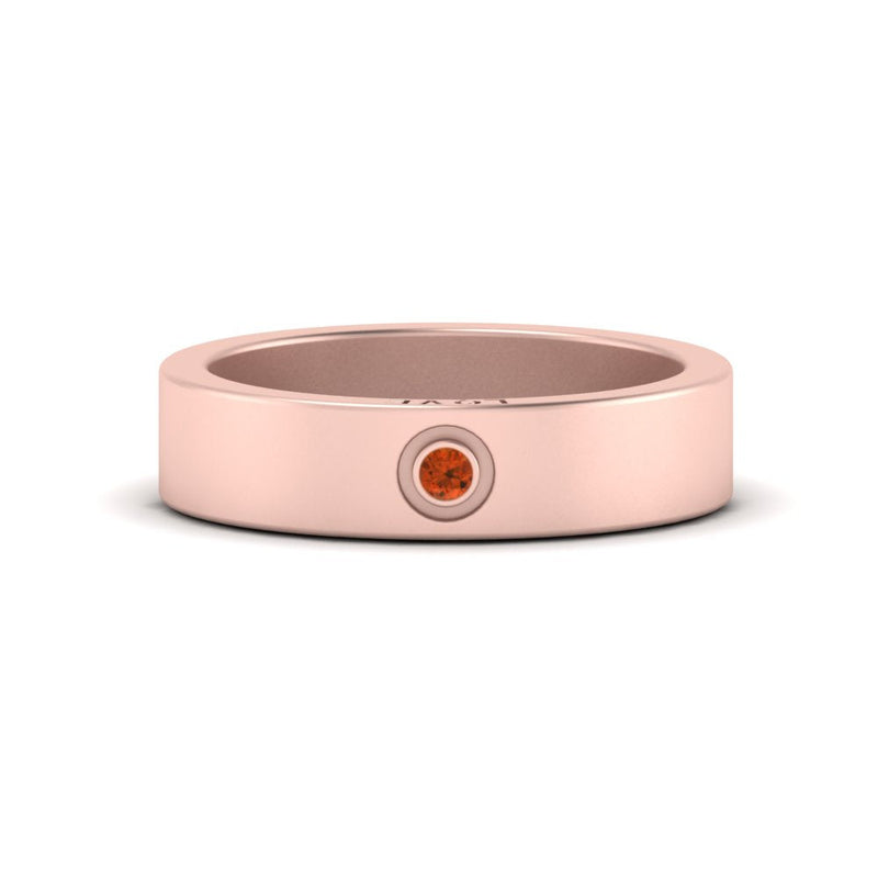 Flat Single Stone Mens Band Engraved