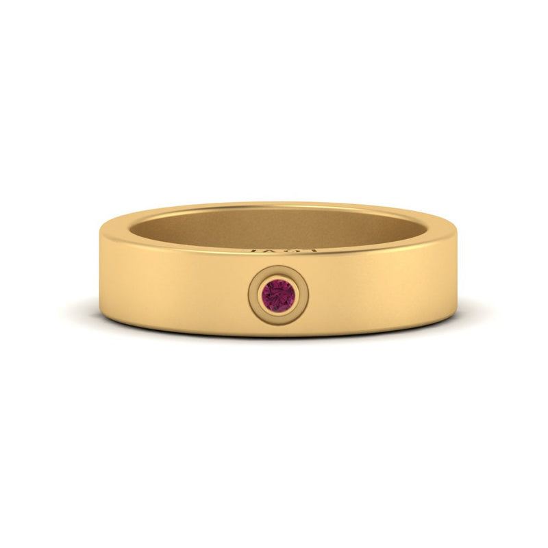 Flat Single Stone Mens Band Engraved