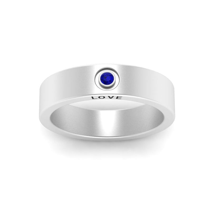 Flat Single Stone Mens Band Engraved