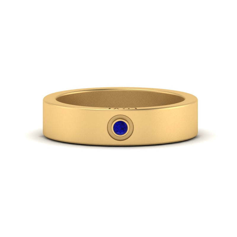 Flat Single Stone Mens Band Engraved