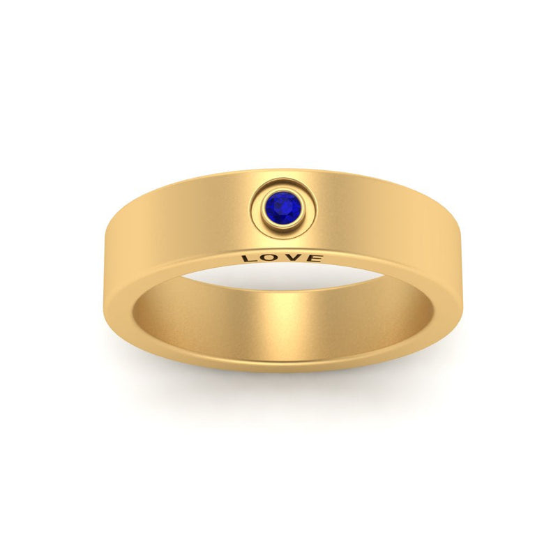 Flat Single Stone Mens Band Engraved