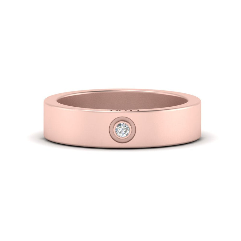 Flat Single Stone Mens Band Engraved