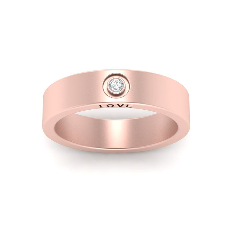 Flat Single Stone Mens Band Engraved