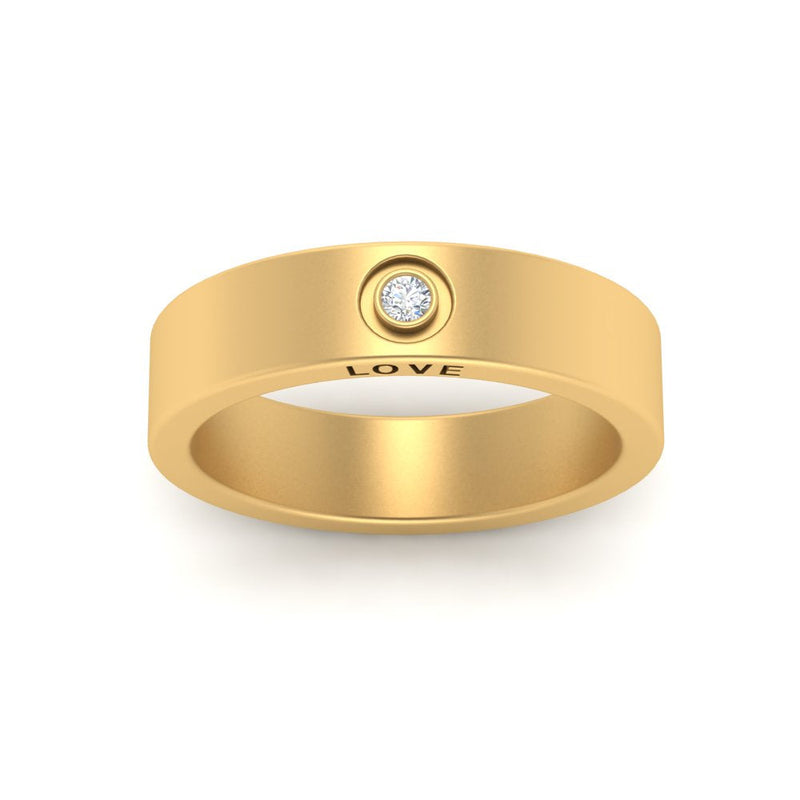 Flat Single Stone Mens Band Engraved