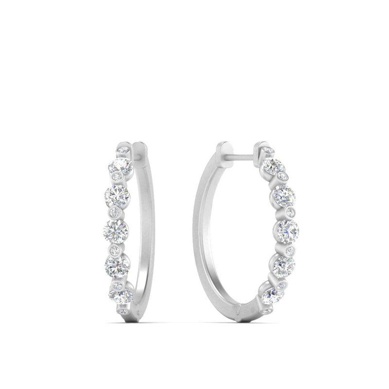 Floating Bezel Diamond Huggie Earring