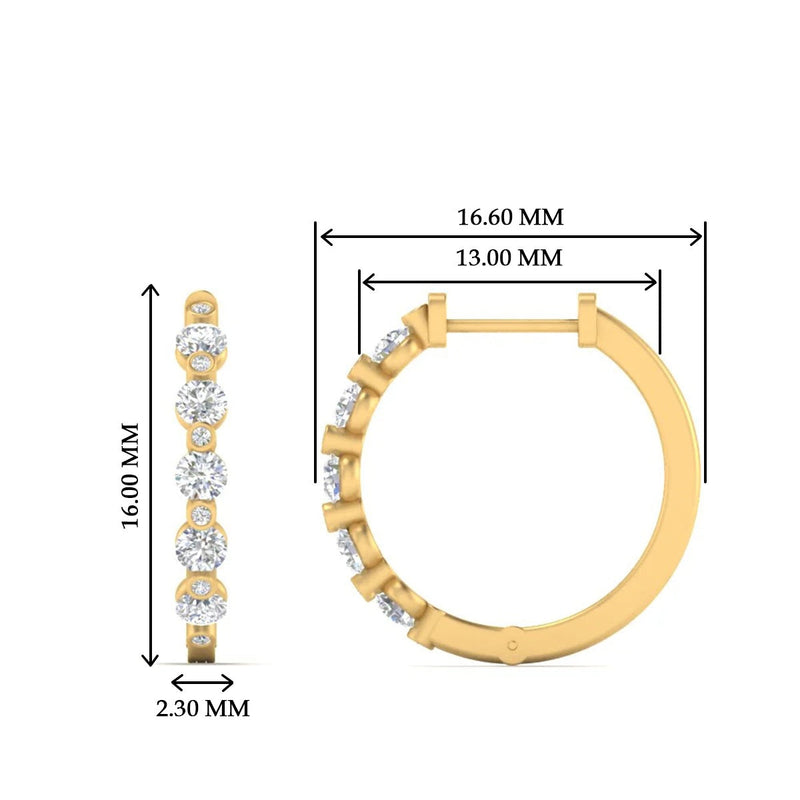 Floating Bezel Diamond Huggie Earring