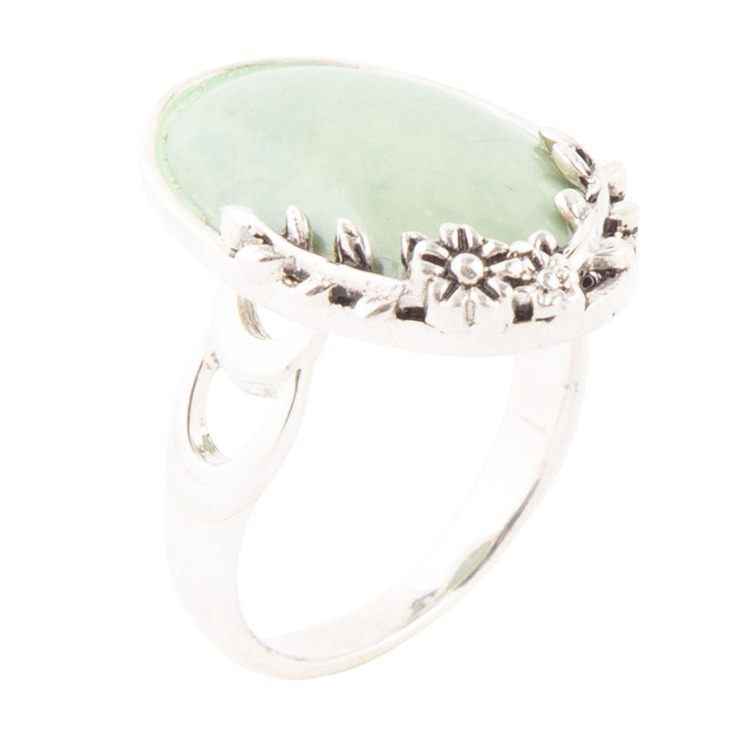 Floral Green Turquoise and Sterling Silver Ring