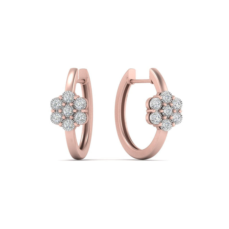 Flower Small 2 Tone Hoop Huggie Earrings