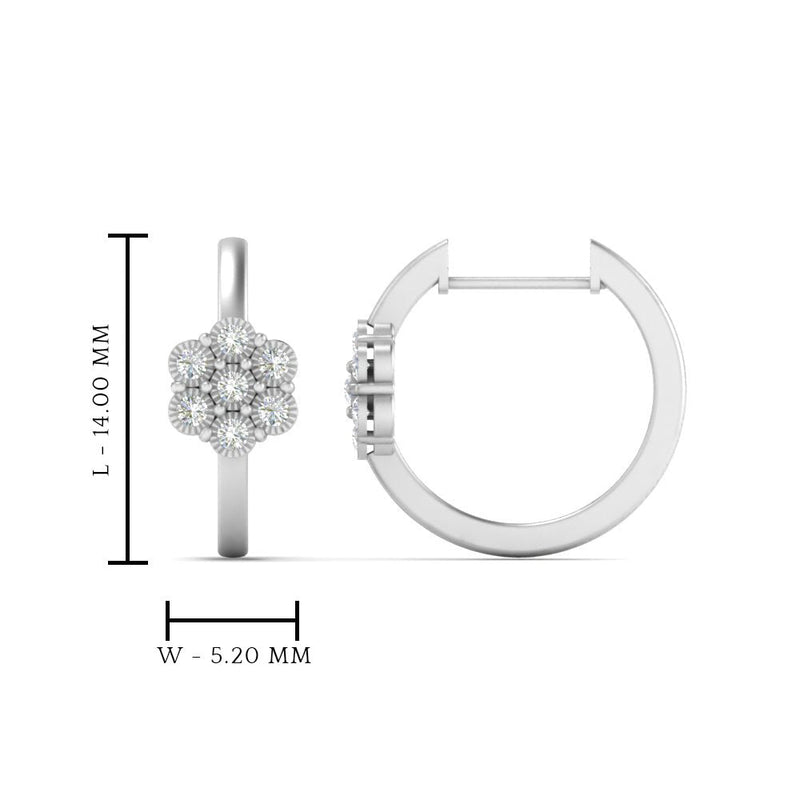 Flower Small 2 Tone Hoop Huggie Earrings