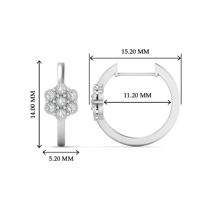 Flower Small 2 Tone Hoop Huggie Earrings