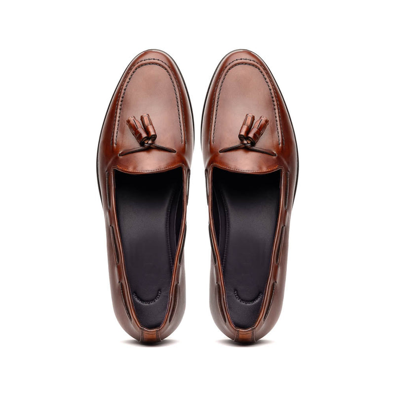 15-586-CGN FRANCO Italian Calfskin Tassel Loafer Cognac