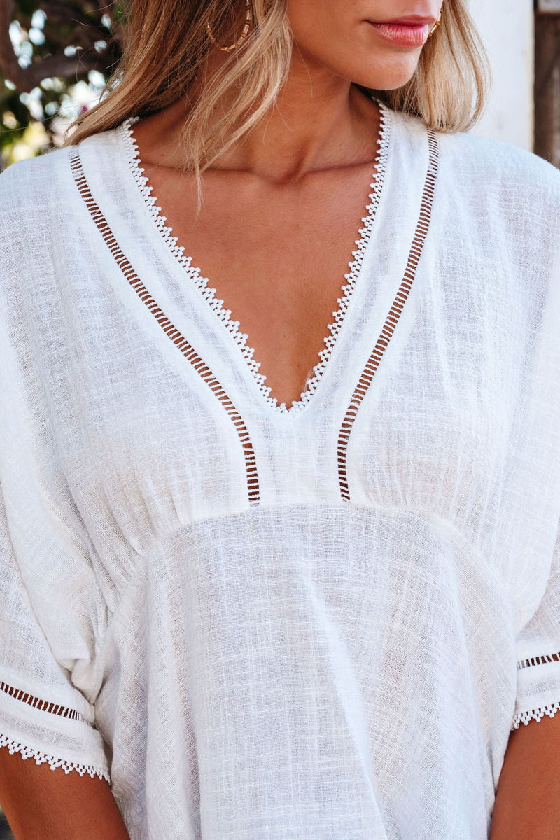 Free Spirit White Crochet Lace Edge Blouse - FINAL SALE
