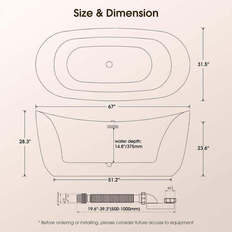 Nuvia Verano Freestanding Whirlpool Air Bubble LED Massage Bathtub (SAK47639)