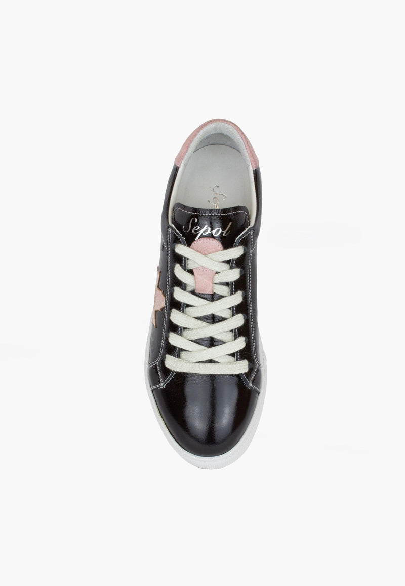 Sepol Women's Fresh Leather Sneaker Black