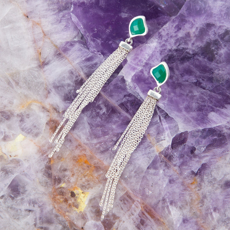 Fringed Green Onyx Earring