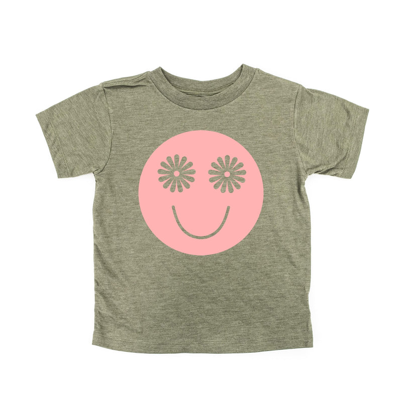 Flower Eye Smiley - Full Size Design on Front (Pink) - Child Tee