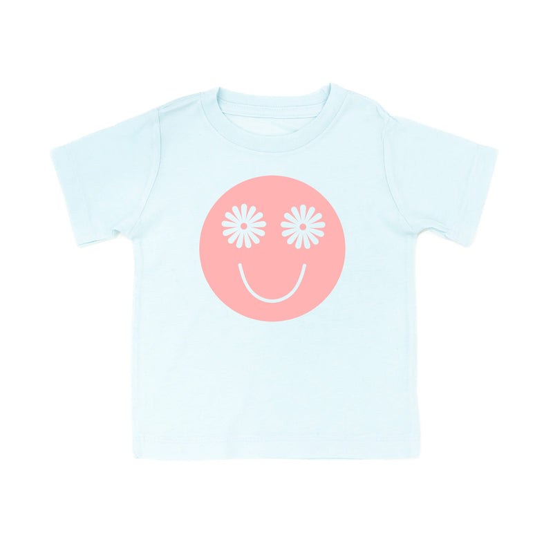 Flower Eye Smiley - Full Size Design on Front (Pink) - Child Tee