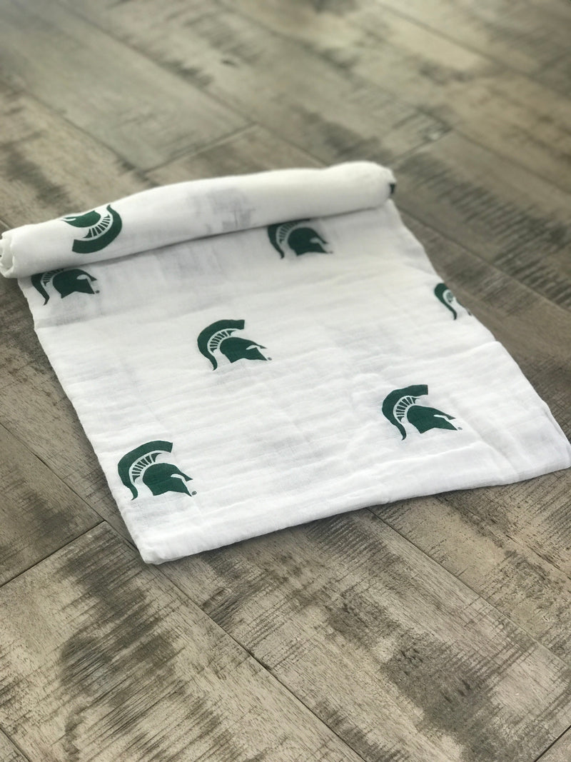 Michigan State University Spartans Muslin Swaddle Blanket – Soft Breathable Baby Blanket | Officially Licensed MSU Gift