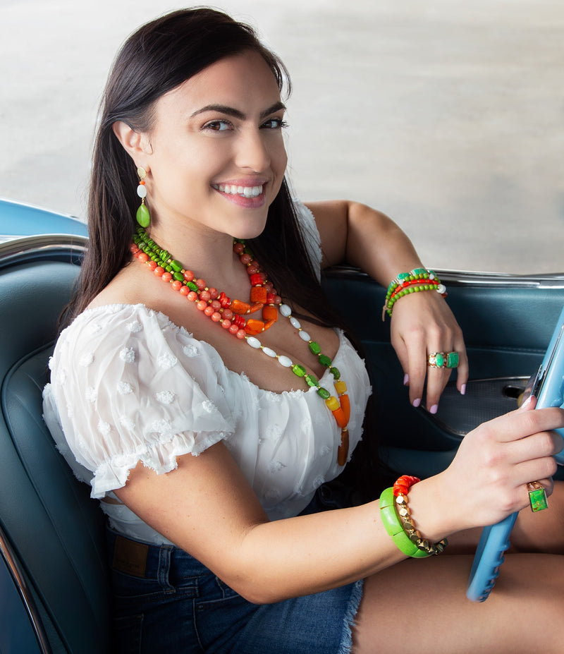 Garden Dreams Lime Turquoise Post Earrings