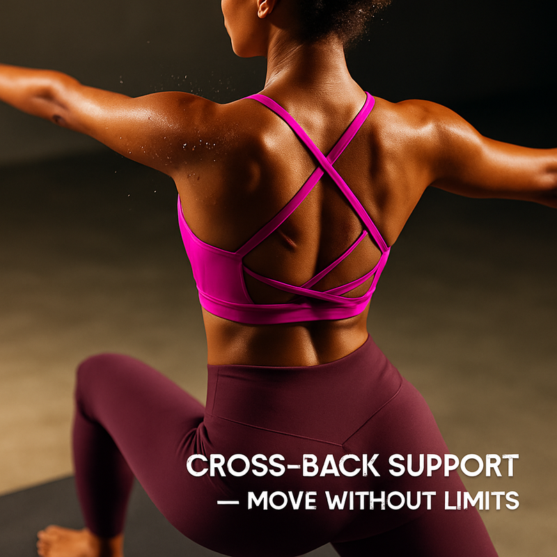 Women Cross Back Sport Bras Padded Strappy Crop Open Back Low Impact Bras Sexy Fitness Tank Tops with Removable Pads Thin Straps for Gym Yoga Workout