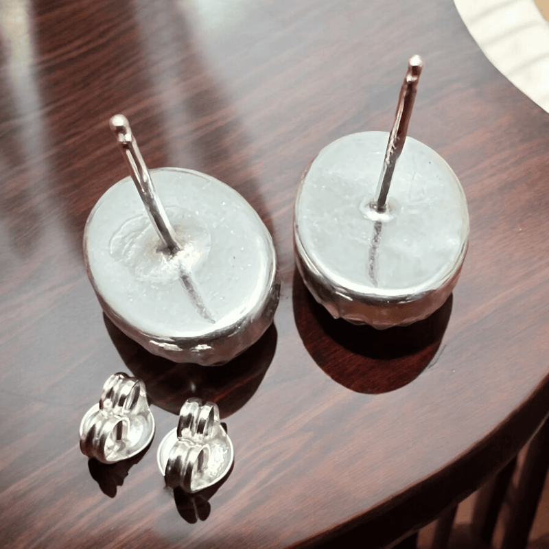 Genuine Thunder Creek Turquoise Post Earrings - 10 x 14 mm