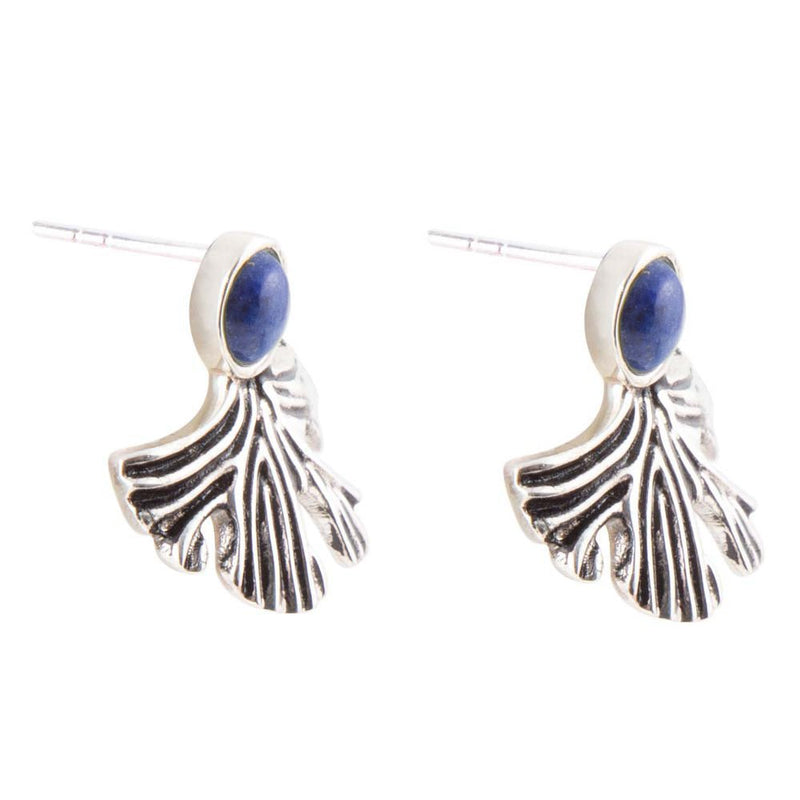 Ginko Blue Lapis and Sterling Silver Stud Earrings