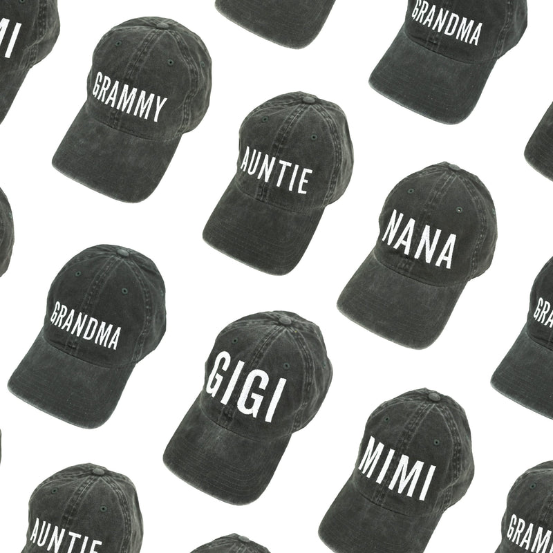 (Choose Your Grandma/Mom Name) - Block Font - Heather Black Baseball Cap