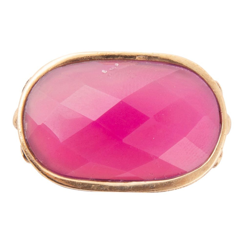 Golden Flower Pink Agate Statement Ring