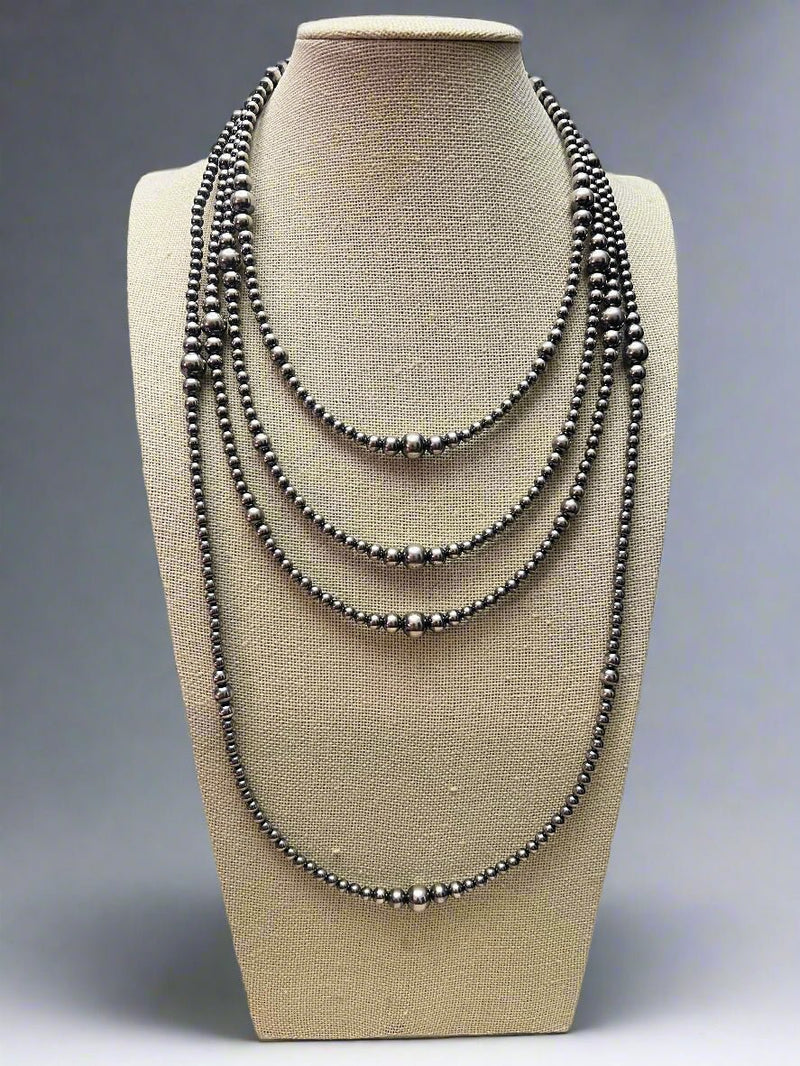 Graduated Sterling Pearl Necklace - 28 inch