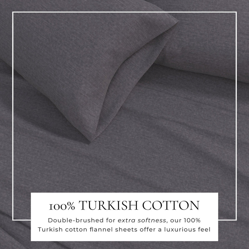 4 Piece Heathered Solid Cotton Blend Flannel Sheet Set - Anders Collection