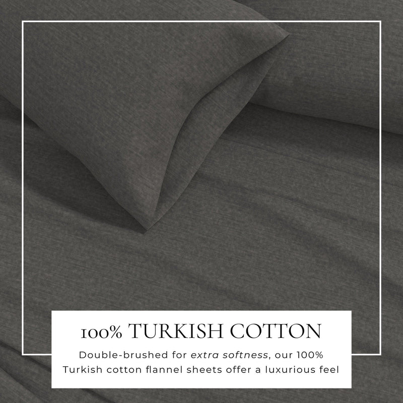 4 Piece Heathered Solid Cotton Blend Flannel Sheet Set - Anders Collection